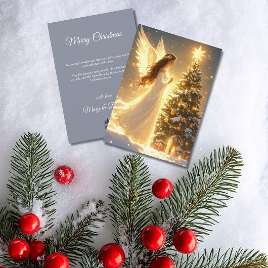 Elegant Script Tree Non Photo Christian Angel シーズンカード