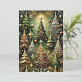 Elegant Script Tree Non Photo Green Christmas シーズンカード (スタンド正面)