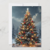 Elegant Script Tree Non Photo Red Christmas シーズンカード (正面)