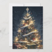 Elegant Script Tree Non Photo Snowy Christmas シーズンカード (正面)
