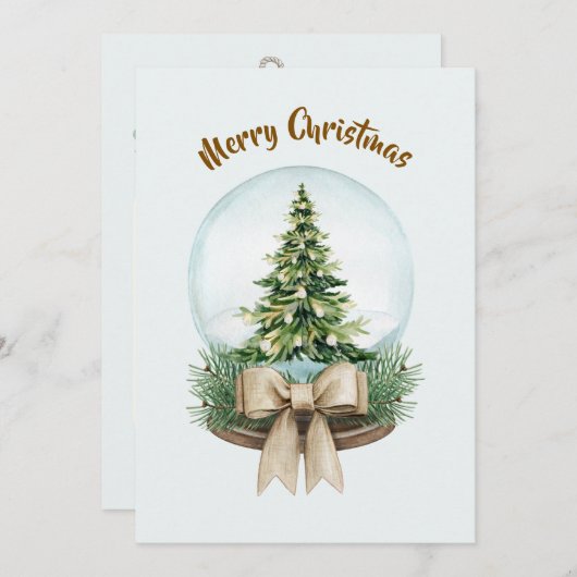 Elegant Script Tree Non Photo Watercolor Christmas シーズンカード (正面/裏面)