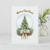 Elegant Script Tree Non Photo Watercolor Christmas シーズンカード (スタンド正面)