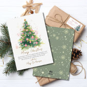 Elegant Script Tree Non Photo Watercolor Christmas シーズンポストカード