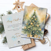 Elegant Script Tree Non Photo Watercolor Christmas シーズンポストカード