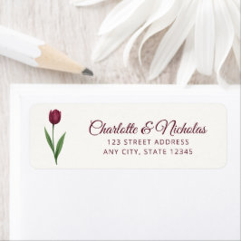 Elegant Script Tulip Ivory Wedding Return Address ラベル