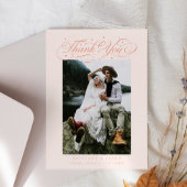 Elegant Script Typography Dots Wedding Peach サンキューカード