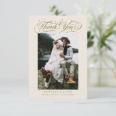 Elegant Script Typography Dots Wedding Photo Beige サンキューカード (スタンド正面)