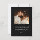 Elegant Script Typography Dots Wedding Photo Black サンキューカード (裏面)