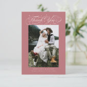 Elegant Script Typography Dots Wedding Pink サンキューカード (スタンド正面)