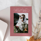 Elegant Script Typography Dots Wedding Pink サンキューカード