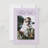 Elegant Script Typography Dots Wedding Purple サンキューカード (正面)