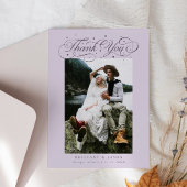 Elegant Script Typography Dots Wedding Purple サンキューカード