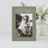 Elegant Script Typography Dots Wedding Sage Green サンキューカード (スタンド正面)