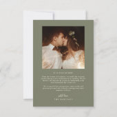 Elegant Script Typography Dots Wedding Sage Green サンキューカード (裏面)