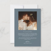 Elegant Script Typography Dots Wedding Slate Blue サンキューカード (裏面)