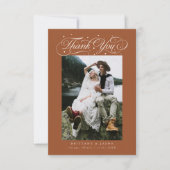 Elegant Script Typography Dots Wedding Terracotta サンキューカード (正面)