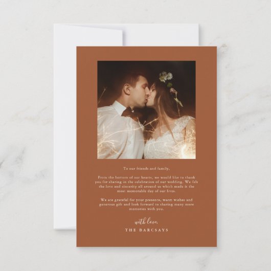 Elegant Script Typography Dots Wedding Terracotta サンキューカード (裏面)