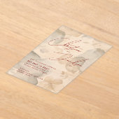 Elegant Script Typography Modern Cream Wedding アクリル招待状 (レイダウン)