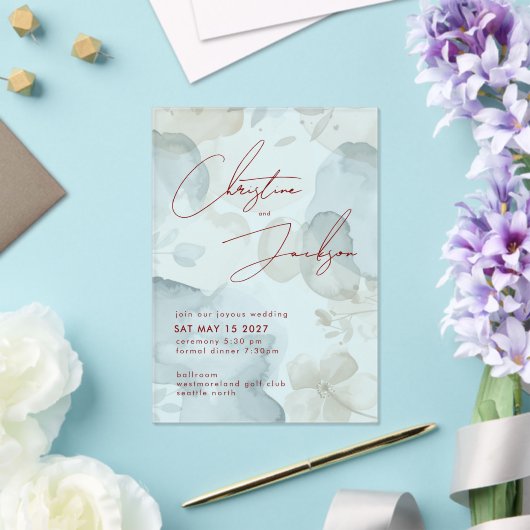 Elegant Script Typography Modern Cream Wedding アクリル招待状 (インサイチュ (ウェディング))