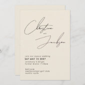 Elegant Script Typography Modern Cream Wedding 招待状 (正面/裏面)