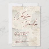 Elegant Script Typography Modern Cream Wedding 招待状 (正面)