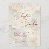 Elegant Script Typography Modern Cream Wedding 招待状 (正面/裏面)