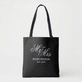 Elegant script typography Mr and Mrs wedding トートバッグ (正面)