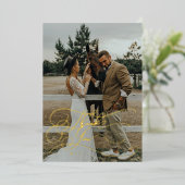 Elegant Script Typography Thank You Photo Wedding  箔招待状 (立ち正面)