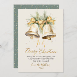 Elegant Script Watercolor Christmas Bells シーズンカード