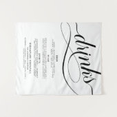 Elegant Script Wedding Drinks Bar Menu Poster タペストリー (正面(横))