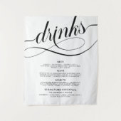 Elegant Script Wedding Drinks Bar Menu Poster タペストリー (正面)