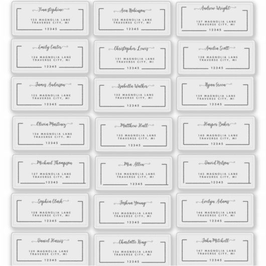 Elegant Script Wedding Guest Address Labels シール (正面)