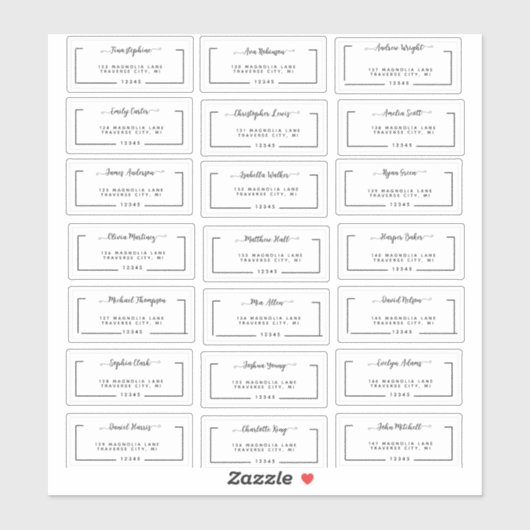 Elegant Script Wedding Guest Address Labels シール (シート)