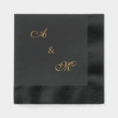 Elegant Script Wedding Initials Coined Gold 箔ナプキン (正面)