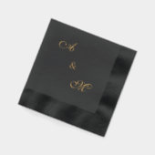 Elegant Script Wedding Initials Coined Gold 箔ナプキン (左)