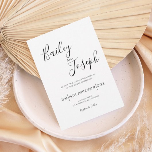 Elegant Script Wedding Invitation 招待状