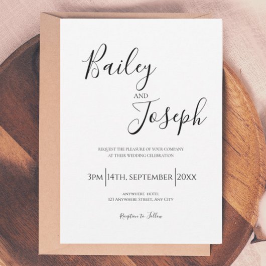 Elegant Script Wedding Invitation 招待状