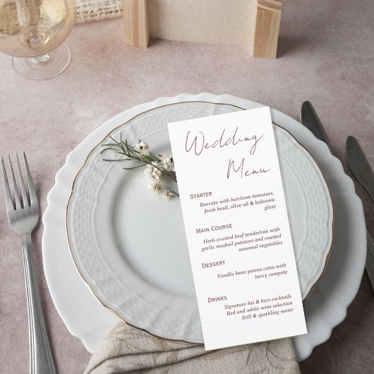 Elegant Script Wedding Menu Card メニュー