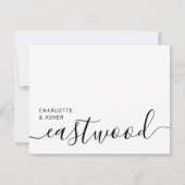 Elegant Script Wedding Monogram Note Card ノートカード (正面)