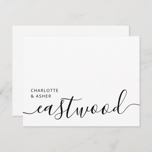 Elegant Script Wedding Monogram Note Card ノートカード (正面/裏面)