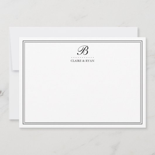 Elegant Script Wedding Monogram Stationery Cards 招待状 (正面)