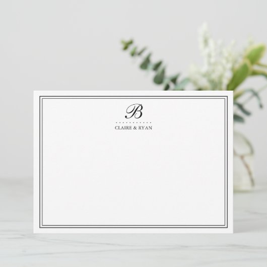 Elegant Script Wedding Monogram Stationery Cards 招待状 (スタンド正面)