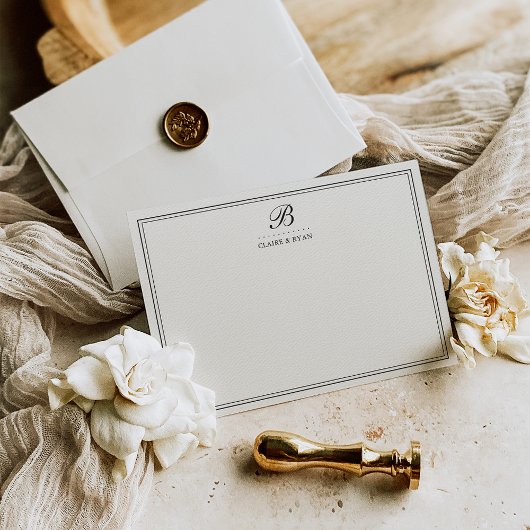 Elegant Script Wedding Monogram Stationery Cards 招待状