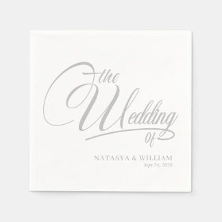 Elegant Script Wedding Napkins with Names スタンダードカクテルナプキン