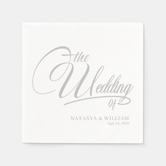 Elegant Script Wedding Napkins with Names スタンダードカクテルナプキン (正面)