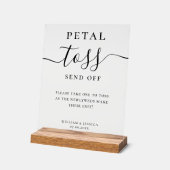 Elegant Script Wedding Petal Toss アクリルサイン (傾斜)