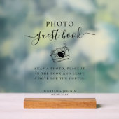 Elegant Script Wedding Photo Guest Book アクリルサイン (ニュートラル)