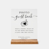 Elegant Script Wedding Photo Guest Book アクリルサイン (正面)