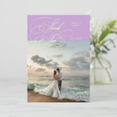Elegant Script Wedding Photo Wisteria サンキューカード (スタンド正面)