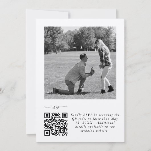 Elegant Script Wedding QR Code Invitation 招待状 (裏面)